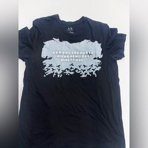 Armani Exchange T-Shirt Mens MEDIUM Black Graphic Logo Short Sleeve Casual 8.